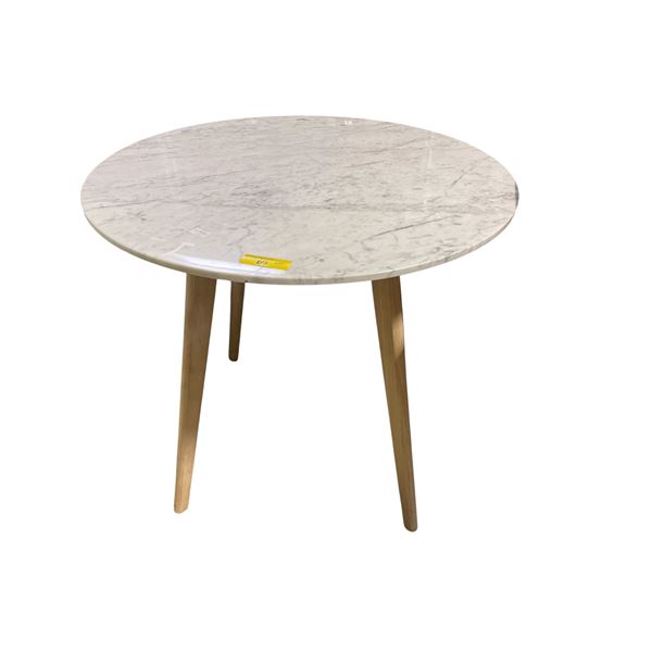 Marble-style Round Dining Table, H29" x Dia. 31.5"