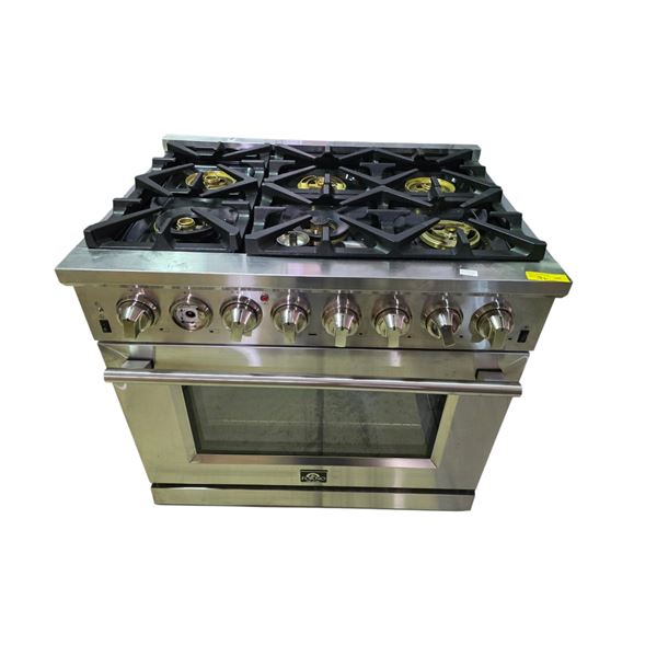 Forno Capriasca 36" Freestanding Dual Fuel Range - RV: $2299 CAD - 1 control knob and some burner ca