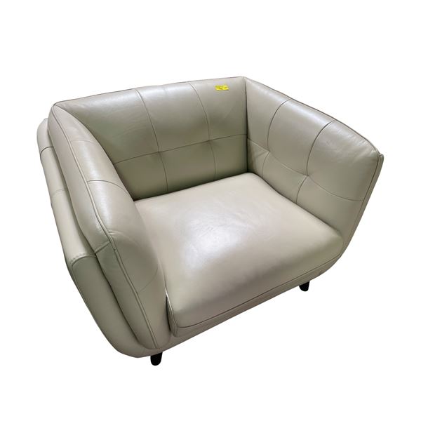 Light Beige Leather Sofa, H30" x W40" x D35"