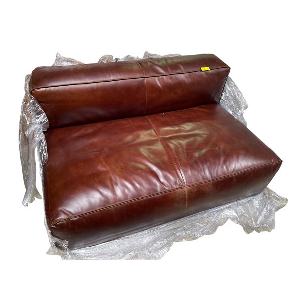 Dark Brown Leather Sofa, H24" x W50" x D35"