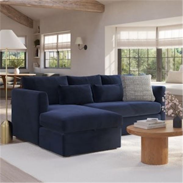 New - Article Marina 90" Velvet Reversible Sleeper Storage Sectional - RV: $2599 CAD - Hale Ink (ART