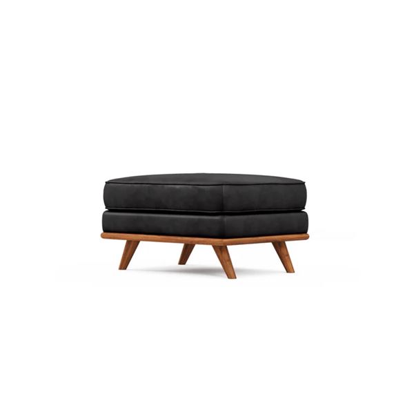 Artisan Leather Ottoman Black
