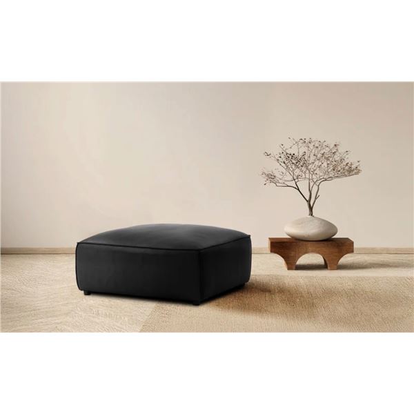 Nathan Leather Modular Ottoman Black