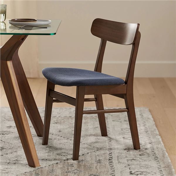 New - Article Ecole Dining Chair - RV: $249 CAD - Walnut and Seascape Blue