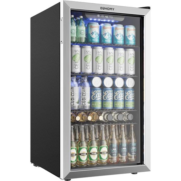 EUHOMY Beverage Refrigerator and Cooler, 128 Can Mini fridge with Glass Door RV: $339.98