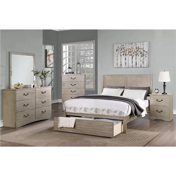 New - Poundex Eastern King Bed Frame (F9577EK-H.F and F9577EK-D - Assembly required, comes in 4 bo