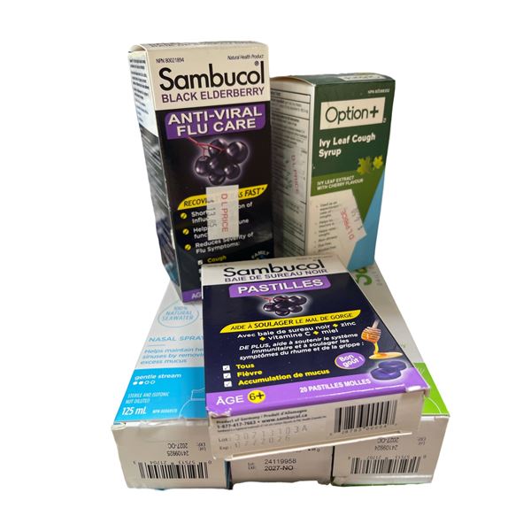9-Pcs Cold, Flu, and Sinus Relief Products - RV: $70 CAD (Exp. 2026-2027)