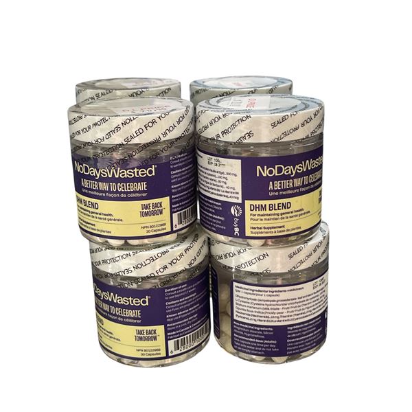 8-Pcs No Days Wasted, DHM Blend, 30 Capsules Jar - RV: $319 CAD (Exp 08/2027)