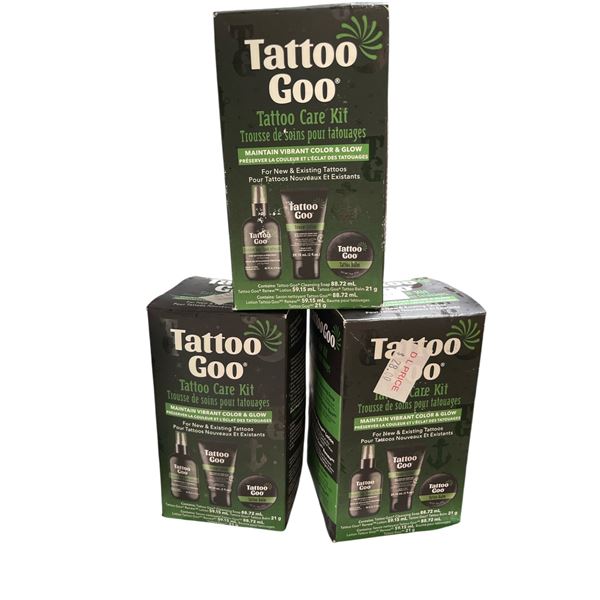 3-Pcs Tattoo Goo Aftercare Kit - RV: $120 CAD (Exp 02/2027) - Includes Cleansing Soap, Tattoo Balm, 