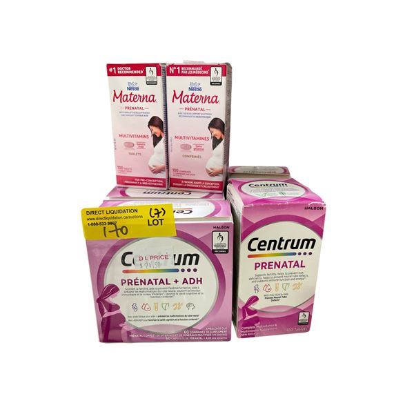 7-Pcs Prenatal Vitamins Products - RV: $150+ CAD (Exp 2026) Includes Centrum Prenatal and Nestle Mat