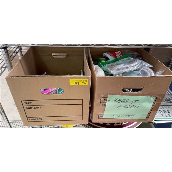 2 Boxes of Washing Machine Parts and Dishwasher Parts, Elbow Hoses & Drain Connectors, and More