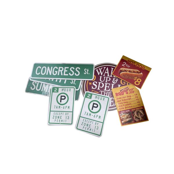 Group of 12+ Dec Set Road, Shop, Post Office Signs - Largest Size 45x22"