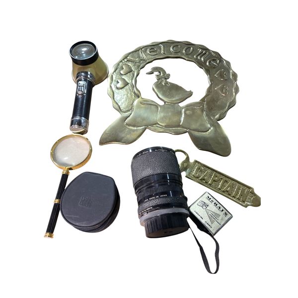 7-Pcs Vintage Camera Lens, Magnifying Glass, and Metal Decor