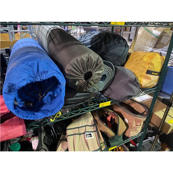 Group of 8 Camping Gear - Sleeping Bags, Sleeping Mats, and Tents