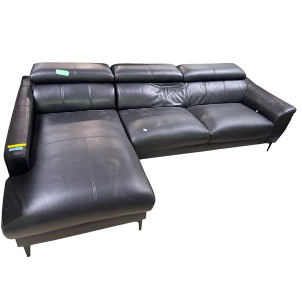 Black Faux Leather 3-Seater Sofa, H36" x W104" x D39"/64'