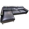 Image 1 : Black Faux Leather 3-Seater Sofa, H36" x W104" x D39"/64'