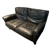 Image 2 : Natuzzi Black Leather Loveseat, H34" x W61" x 36"