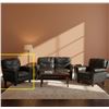 Image 1 : Natuzzi Black Leather Club Chair, Approx. H31" x W35" x D36"