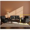 Image 1 : Natuzzi Black Leather Club Chair, Approx. H31" x W35" x D36"