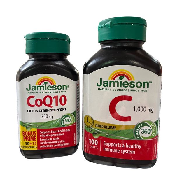New Jamieson CoQ10 Supplements 250g (Exp 05/2028) and Vitamin C 1000mg (Exp 05/2029)