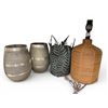 Image 1 : 5 Home Decor - Rattan Wrapped Lamp Base and 3 Various Style Planters