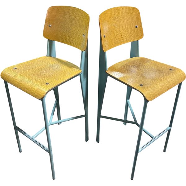 8-Pcs Prouve-Style Bar Chairs, H43"