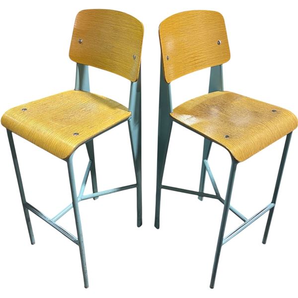 10-Pcs Prouve-Style Bar Chairs, H43"