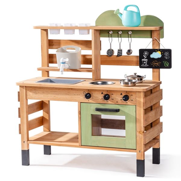 ROBUD Wooden Mud Kitchen for Kids, Outdoor Play Kitchen Set - RV: $203