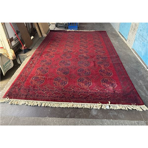 Bokhara Style Persian Rug Deep Crimson Red - Approx 136in x 94in