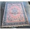 Image 1 : Tabriz Style Ornate Floral Border Persian Rug Salmon Pink & Navy Blue shade - Approx 94in x 66in