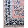Image 2 : Tabriz Style Ornate Floral Border Persian Rug Salmon Pink & Navy Blue shade - Approx 94in x 66in