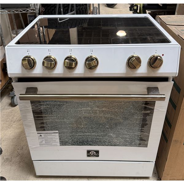 FORNO 30" White Electric Range - door damaged and repair is required