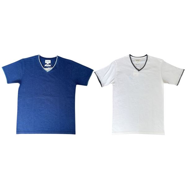 New - 2-Pcs Authentic BEAMS V-Neck T-Shirts (Size M) - Made in Japan