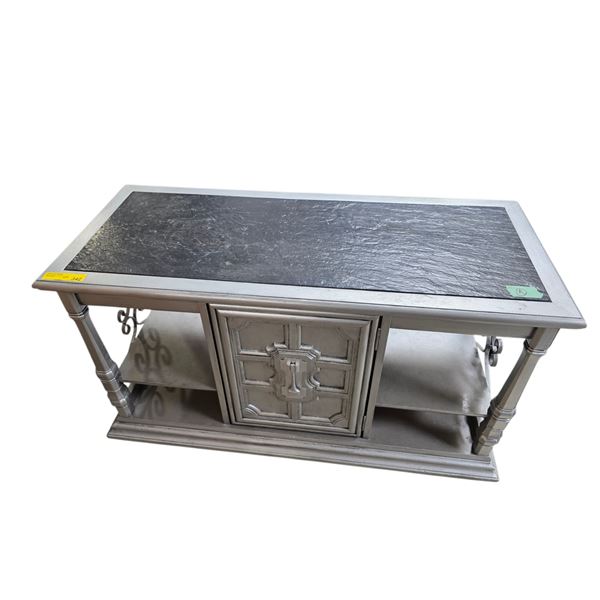 Silver Tone Side Table, H29" x W48" x 20"