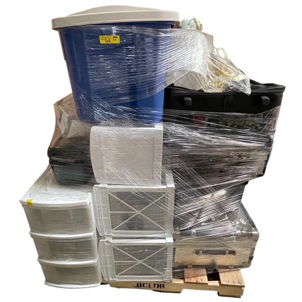 Pallet with Assorted Items from Locker - Chest, Suitcases, and More