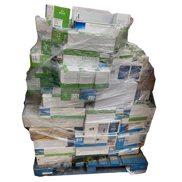Pallet of Assorted Printer Toner Cartridges - HP, Fuzion, Canon (06A, 15X, 35A/36A & More) - mixed c