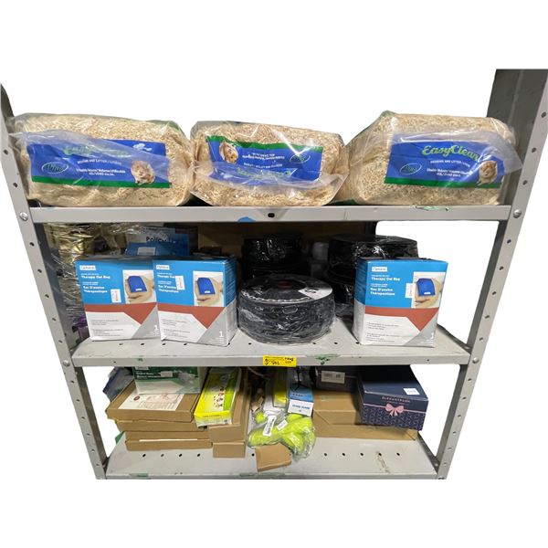 3-Shelf of Assorted Pet Supplies, Therapy & Household Items