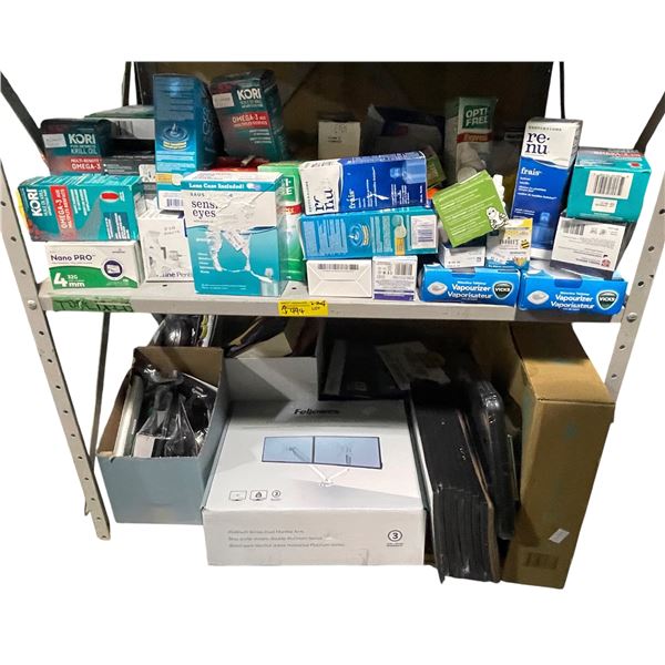 2-Shelf of Assorted Health, Vision Care & Office Products