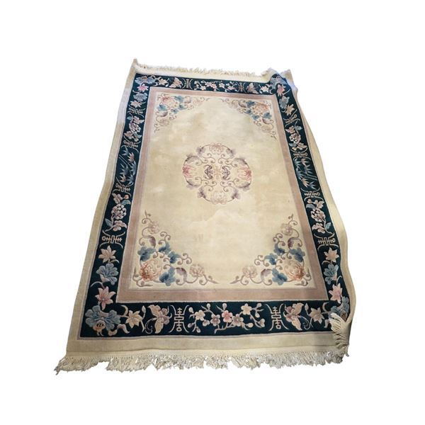 Area Rug with Oriental Motif, 106" x 66" - some Stains