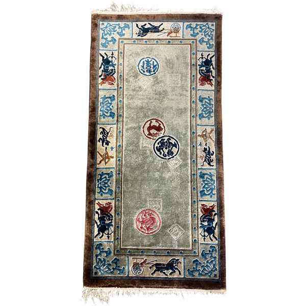 Runner Rug with Oriental Motif, 55" x 26"