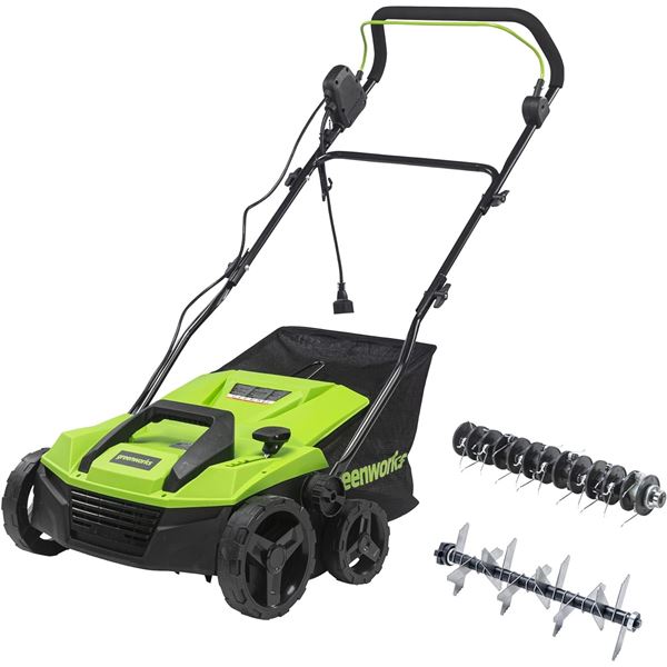 Greenworks 13 Amp 14-Inch Corded Dethatcher/Scarifier, DT13B00