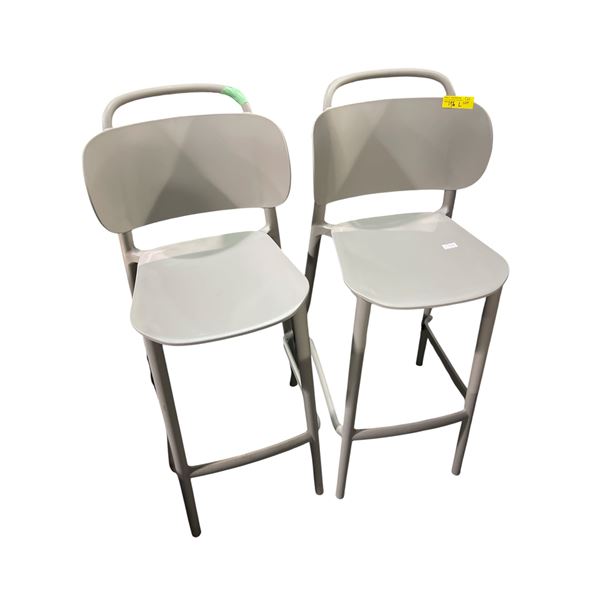 Pair of Gray Bar Stools, H42" Each