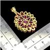 Image 3 : BIG 6x4 mm OVAL CUT RUBY AND 4 MM CLEAR ROUND CUT PERIDOT PENDANT IN 14K YELLOW GOLD OVER 925 STERLI