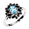 Image 2 : 7X5 MM SKY BLUE TOPAZ AND VALUABLE BLACK SPINEL RING IN 14K WHITE GOLD OVER 925 STERLING SILVER - SI