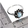 Image 3 : 7X5 MM SKY BLUE TOPAZ AND VALUABLE BLACK SPINEL RING IN 14K WHITE GOLD OVER 925 STERLING SILVER - SI