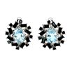 Image 2 : 7X5 MM SKY BLUE TOPAZ AND SUPERB BLACK SPINEL EARRINGS IN 14K WHITE GOLD OVER 925 STERLING SILVER - 