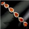Image 1 : 6X4 MM PEAR CUT FIRE ORANGE OPAL AND CZ IN 14K GOLD OVER 925 STERLING SILVER - 6.5 INCHES LONG - APP