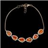 Image 2 : 6X4 MM PEAR CUT FIRE ORANGE OPAL AND CZ IN 14K GOLD OVER 925 STERLING SILVER - 6.5 INCHES LONG - APP