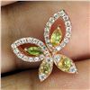 Image 2 : MARQUISE CUT PERIDOT, CHROME DIOPSIDE AND CZ BUTTERFLY-SHAPED RING IN 14K ROSE GOLD OVER 925 STERLIN
