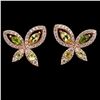 Image 1 : MARQUISE CUT PERIDOT, CHROME DIOPSIDE AND CZ BUTTERFLY-SHAPED EARRINGS IN 14K ROSE GOLD OVER 925 STE